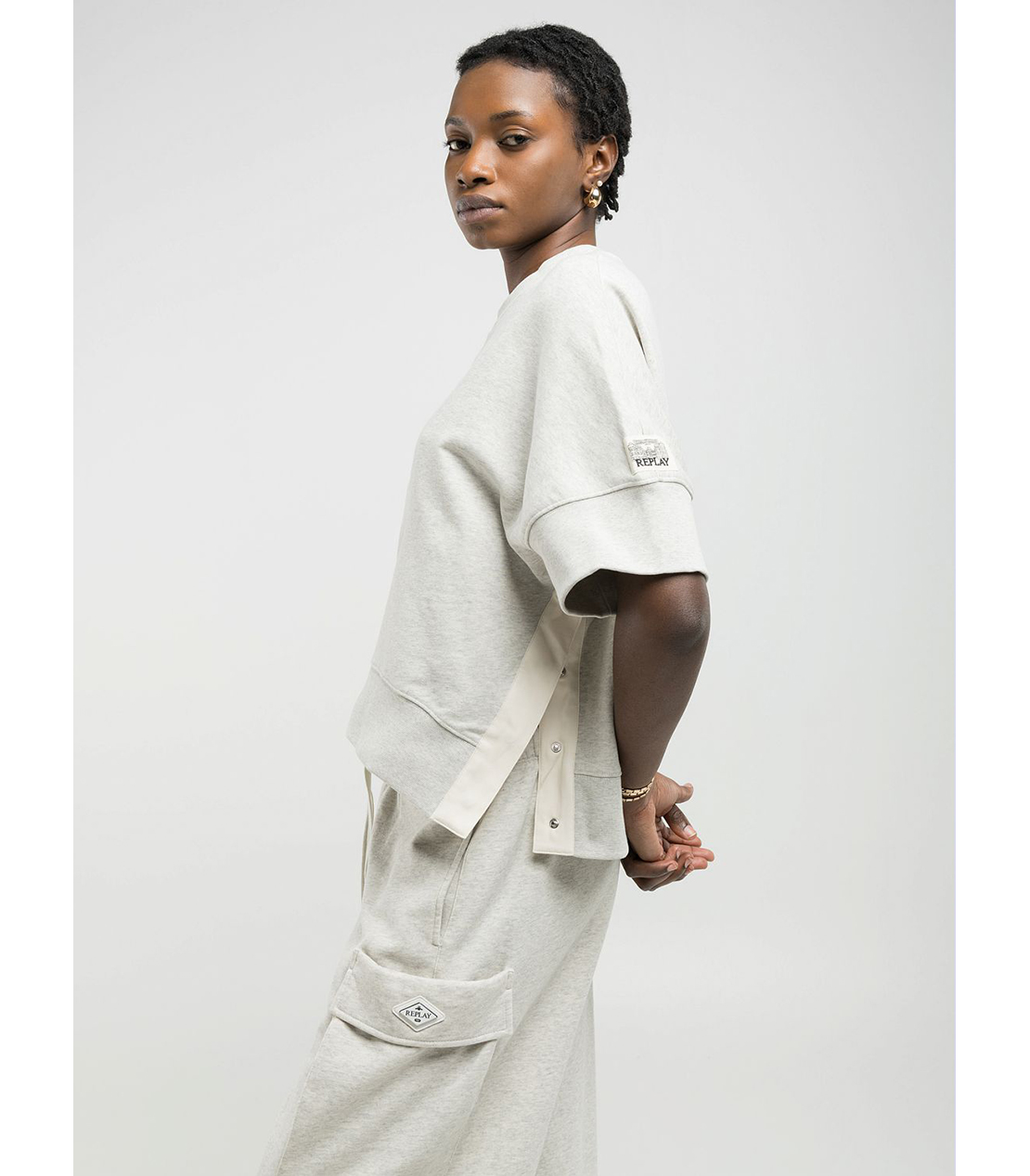 ハーフスリーブクロップドスウェットシャツ 詳細画像 ライトメランジグレー 2